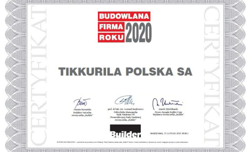 Tikkurila "Budowlaną Firmą Roku 2020". Remigiusz Skąpski "Osobowością Branży 2020"