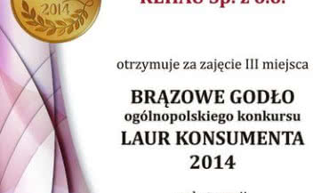 Brązowy Laur Konsumenta 2014 dla REHAU 